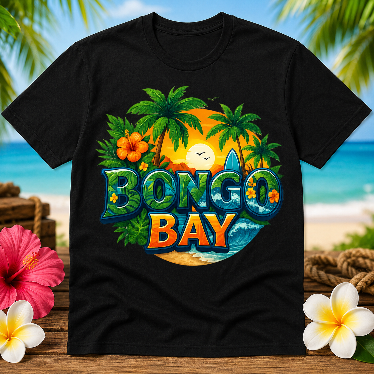 Tee shirt Bongo Bay BEACH noir
