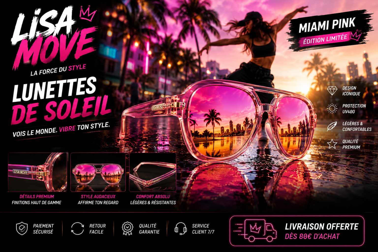 Lunettes de soleil Miami pink