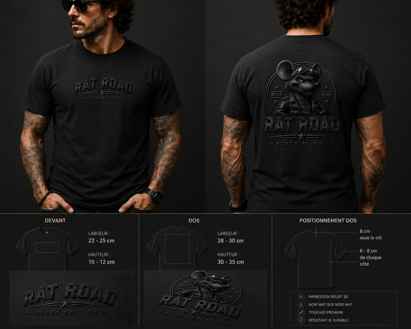 Tee shirt 12 noir mat