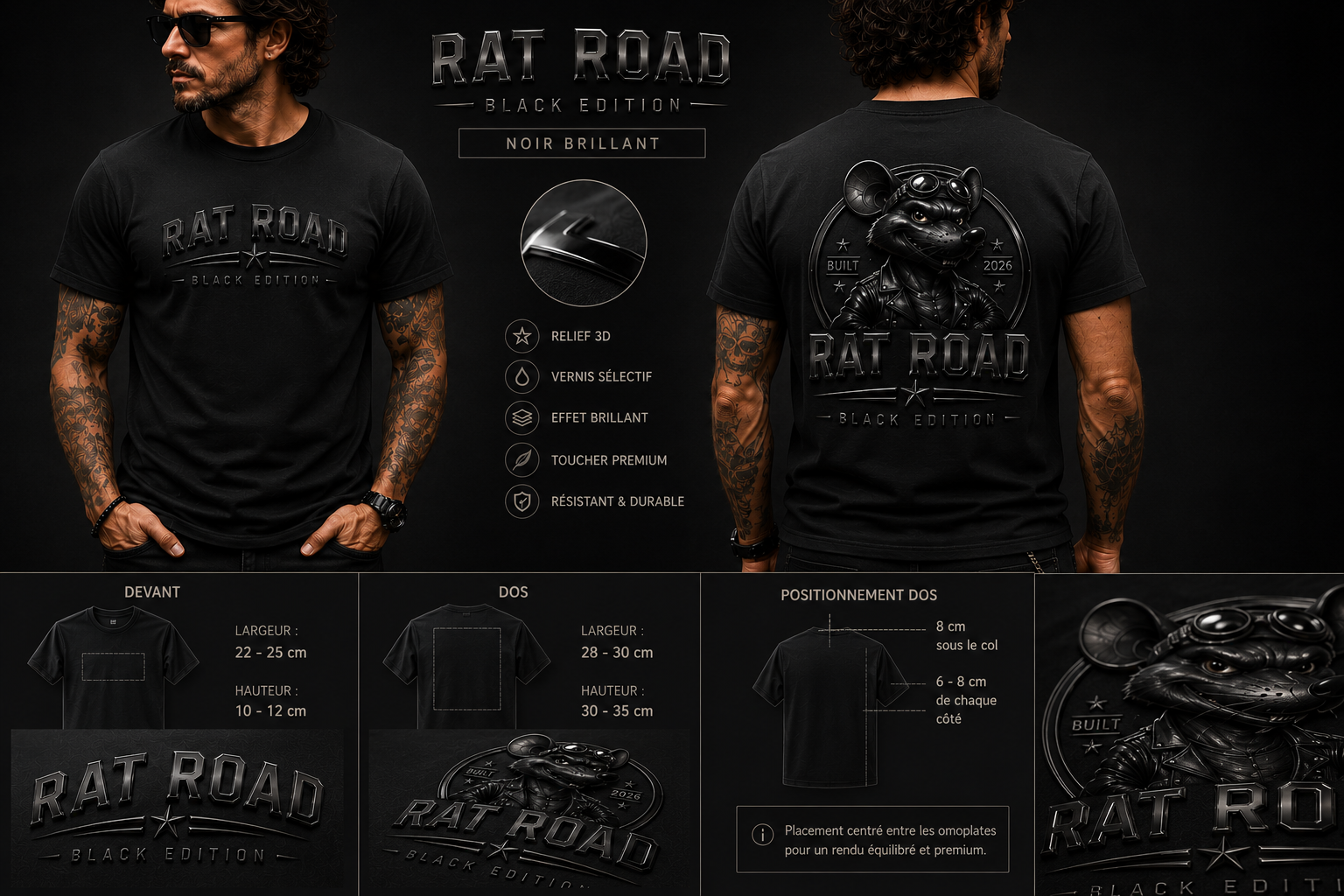 Tee shirt 14 noir brillant