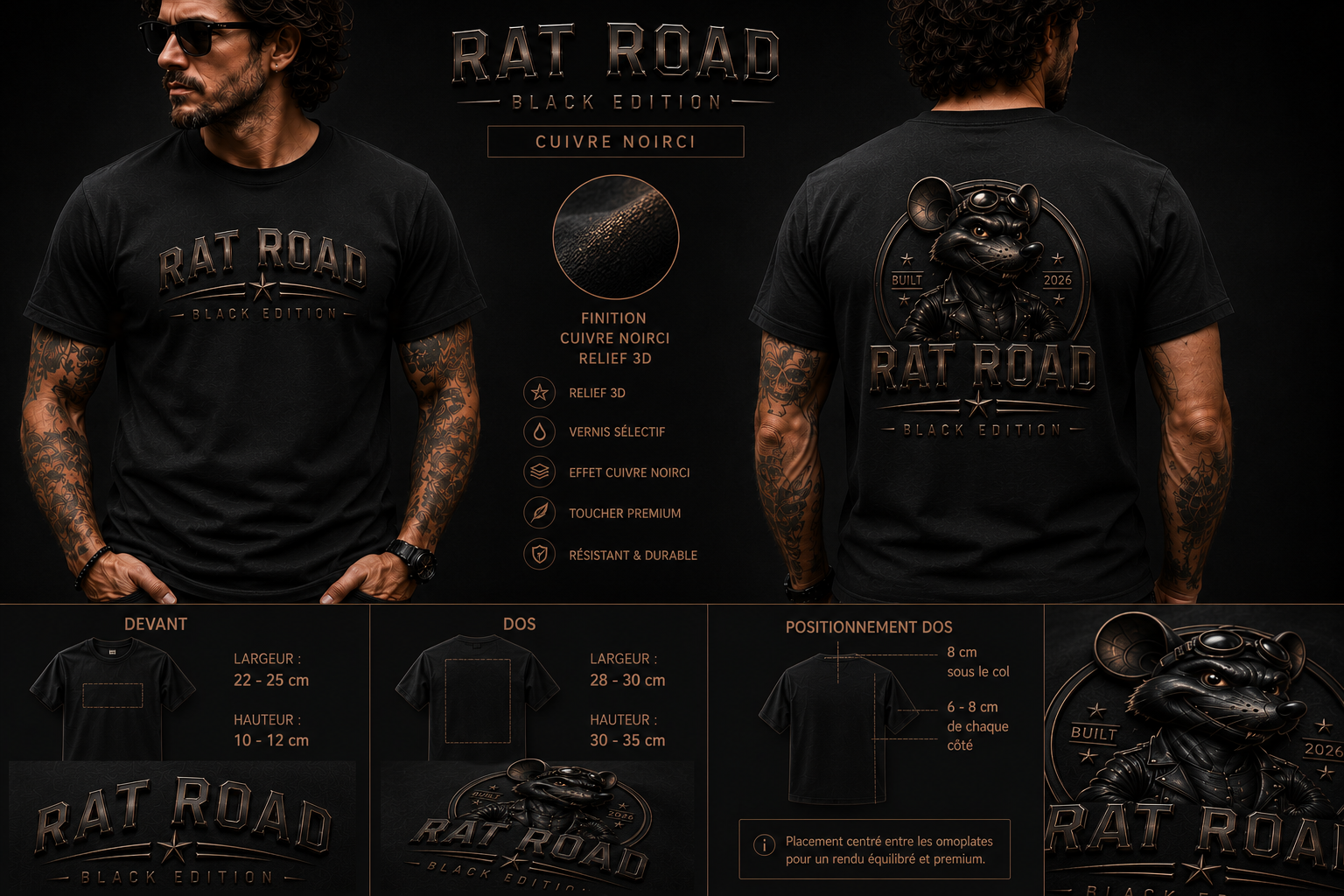 Tee shirt 15 cuivre noirci